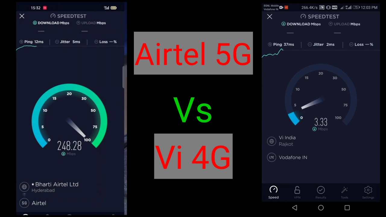 Airtel 5G Vs Vi 4G Speed Test | Vodafone Idea Speed test | Airtel 5G speed test