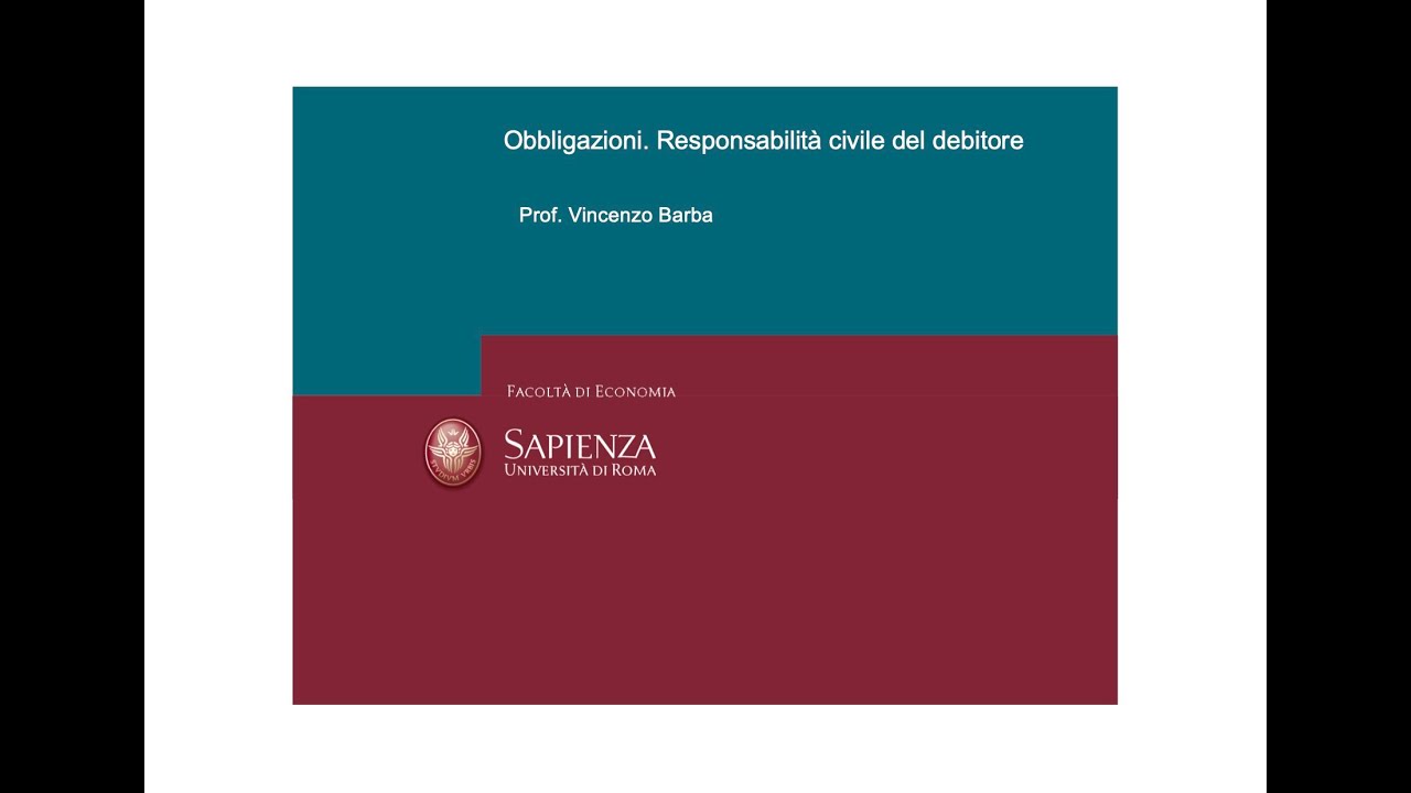 E 13 Obbligazioni. Responsabilità civile del debitore