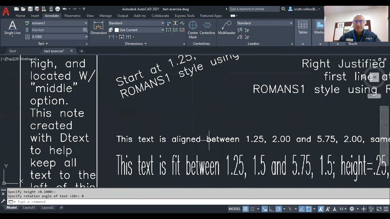 AutoCAD Course: Lesson 5, Ch 10, Single Line Text Assignment part 2