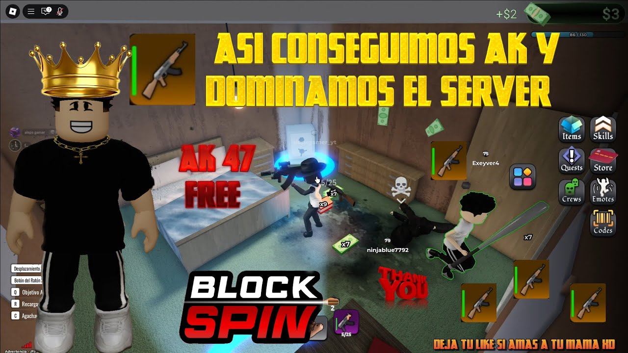 CONSEGUIMOS AK Y DOMINAMOS EL SERVER block spin 🔥🔥#roblox #blockspin