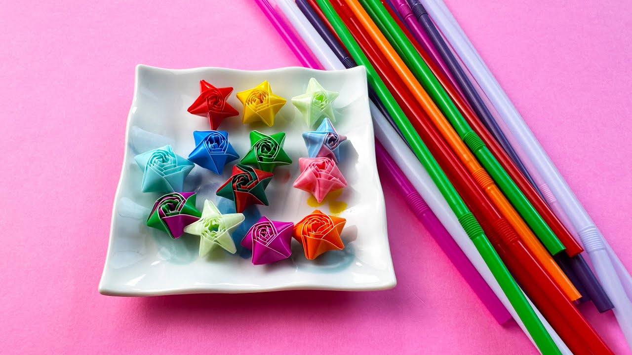 保存‼ストロー2本で星の作り方🌟How to make a straw star🌟#빨대#吸管#星#ほし#編#별#Star#スター#스타#Звезда#工作#折り方#結び方#ストロー#再利用#DIY