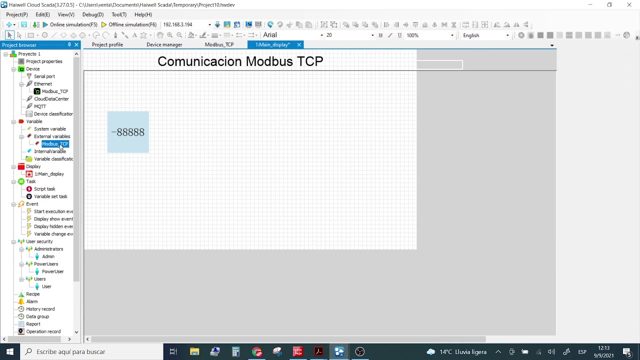 Primer Vistazo al software SCADA HAIWELL con Ejemplo