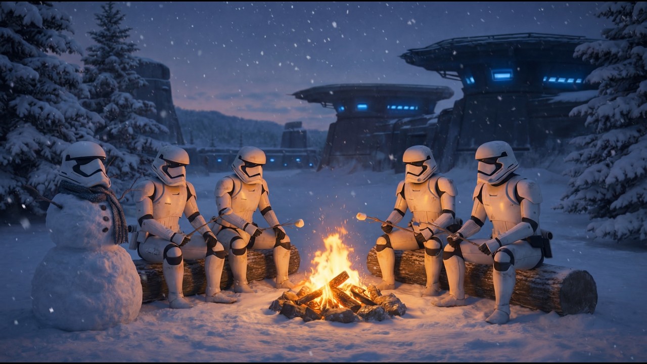 Star Wars ambiance | Stormtroopers' Day Off ❄️ Cozy Campfire Ambiance | Snow & Fire Sounds