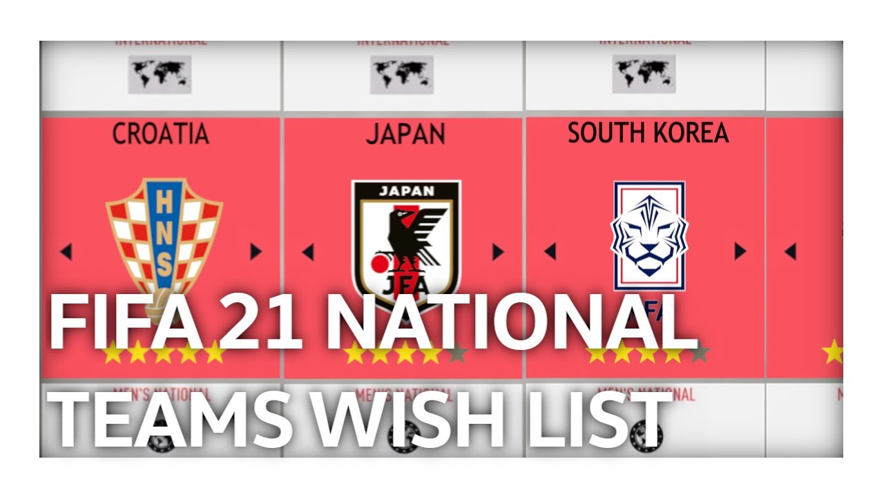 FIFA 21 | New national teams and rating | Wish list
