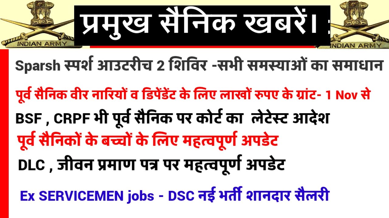 आज के प्रमुख सैनिक समाचार | Sainik Samachar| Sainik News|sainik samachar I #sainikwelfareindia