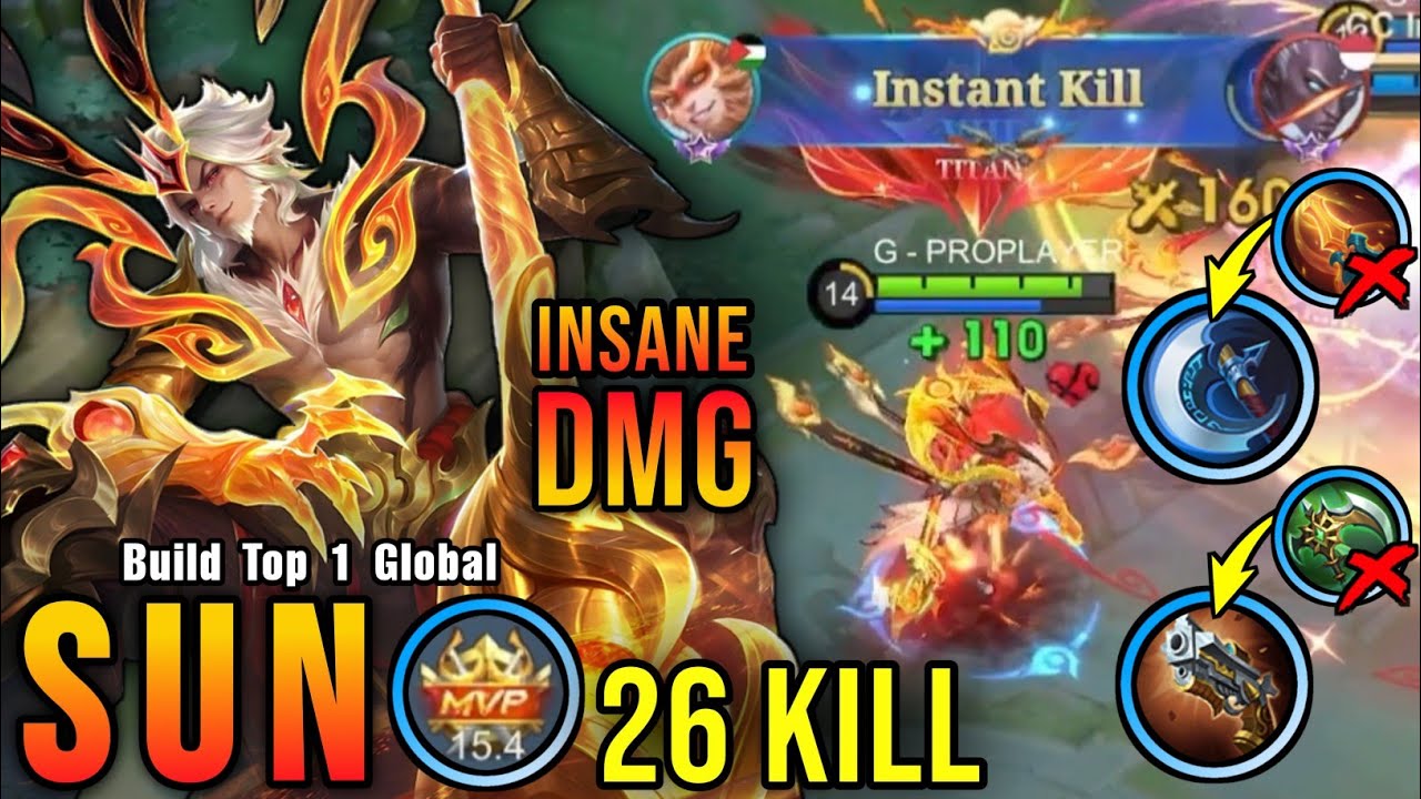 26 Kills!! Finally Best Item for Sun Insane Damage!! - Build Top 1 Global Sun ~ MLBB