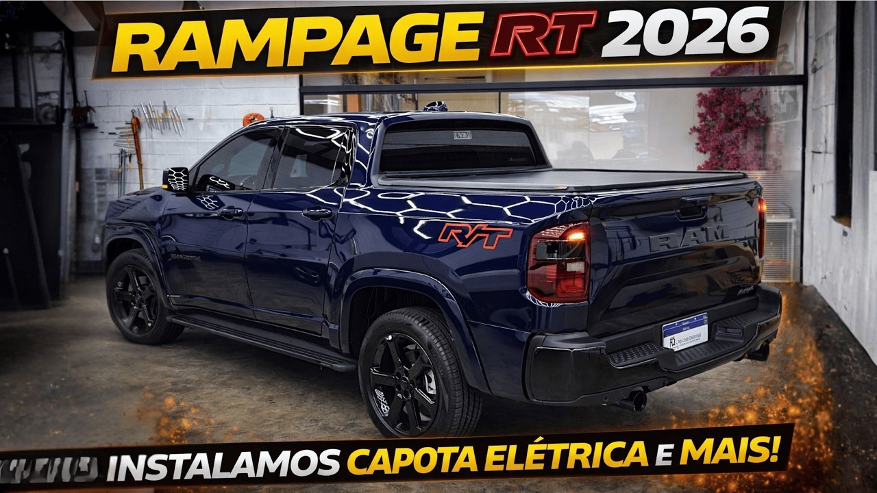 RAM RAMPAGE RT 2025 2026 Instalamos Capota Elétrica Estribo Slim Película PPF Divisor de Caçamba