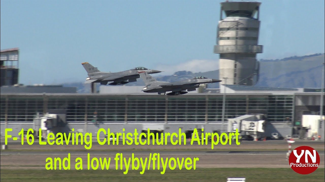 F-16s Leaving #christchurch Airport and doing a low Flyby/Flyover