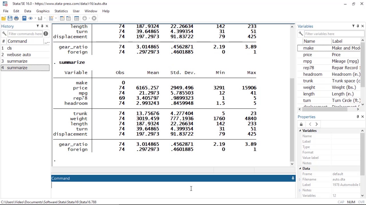 Tour of the Stata 16 interface