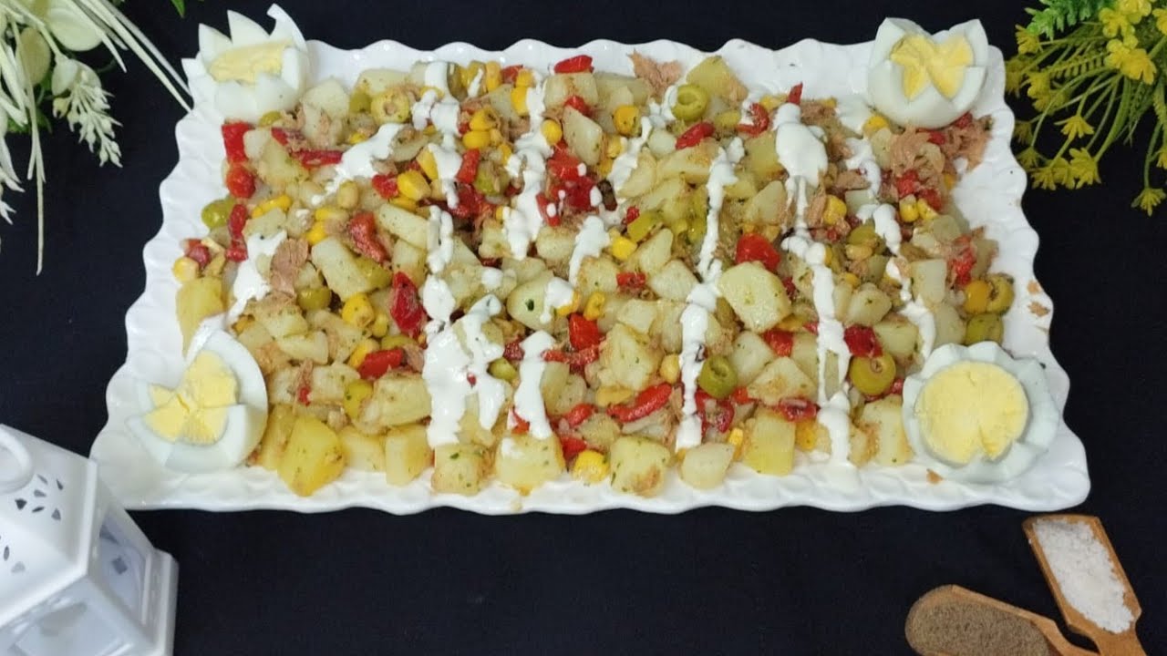 📍ضروري تكون في مائدة إفطار رمضان🌙سلطة البطاطس 🥗 الغنية والمغدية صحية ومشبعة 👌🏻 بدون مايونيز 