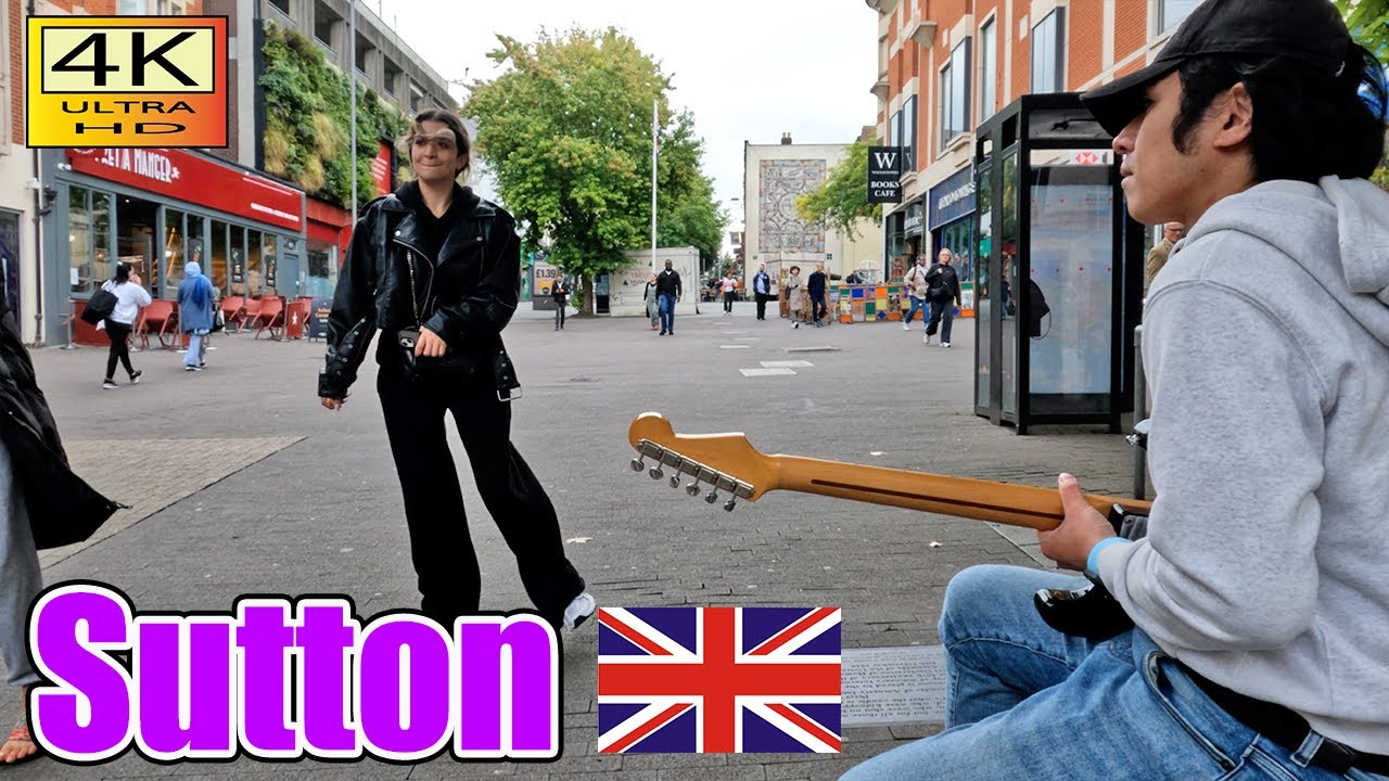 Busking in Sutton / 2024 / Jimi Hendrix / street musician / Japanese guitarist / 日本人ギタリスト / 4K /