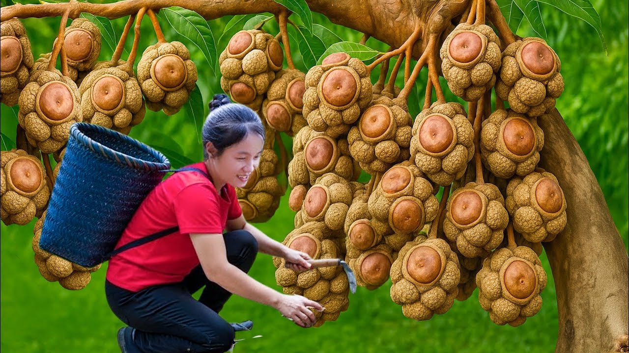 Harvest Garcinia Cowa on Tall Tree Goes to market Sell, Preserving Sour Fruit | Susan Daily Life