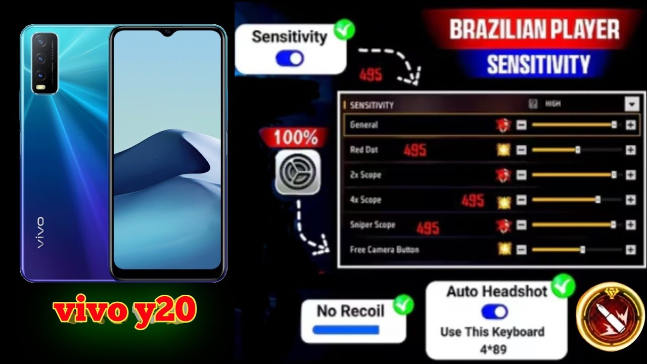 Free Fire Max vivo y20 Headshot Setting⚡After Update 2025 | ⚙️ vivo y20 Headshot Sensitivity Setting