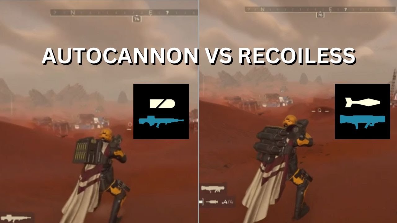 Helldivers 2 Autocannon vs Recoiless rifle side-by-side Comparisons and information