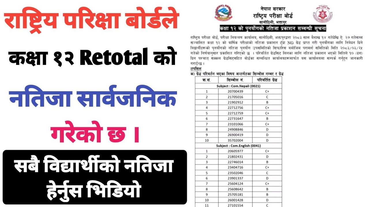 Class 12 Retotaling Result Published | Class 12 Retotaling Result Kasari Herne | JBD Channel ||