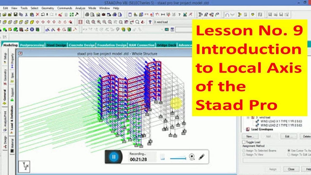 Lesson No. 9 Introduction to Local Axis of the Staad Pro
