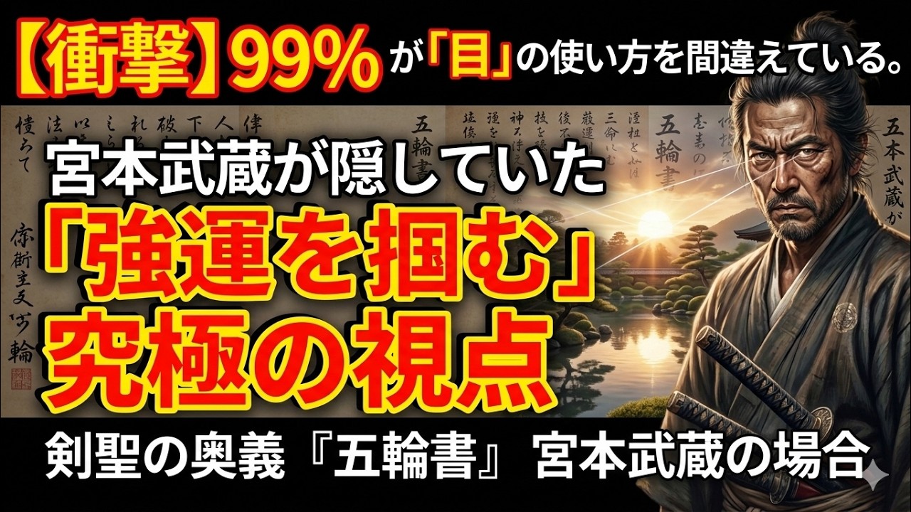 目の前のトラブルで焦るな。一瞬でピンチを逆転する最強の視点【宮本武蔵の名言】 | 引き寄せ | 運気が上がる | 自己啓発 | 潜在意識の書き換え | メンタル | 人生を変える | 成功法則