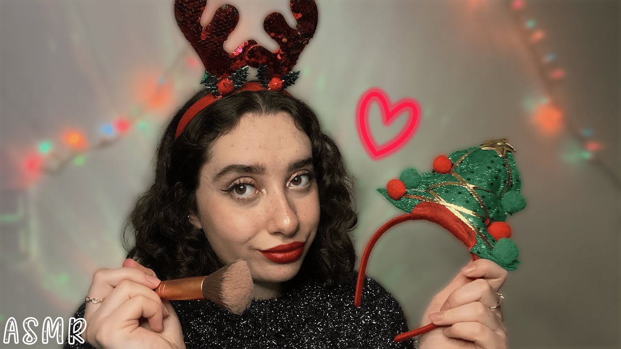 🌙ASMR FRANÇAIS : RP, JE TE MAQUILLE POUR LE RÉVEILLON DE NOËL💄🎄(fond musical, attention personnelle)