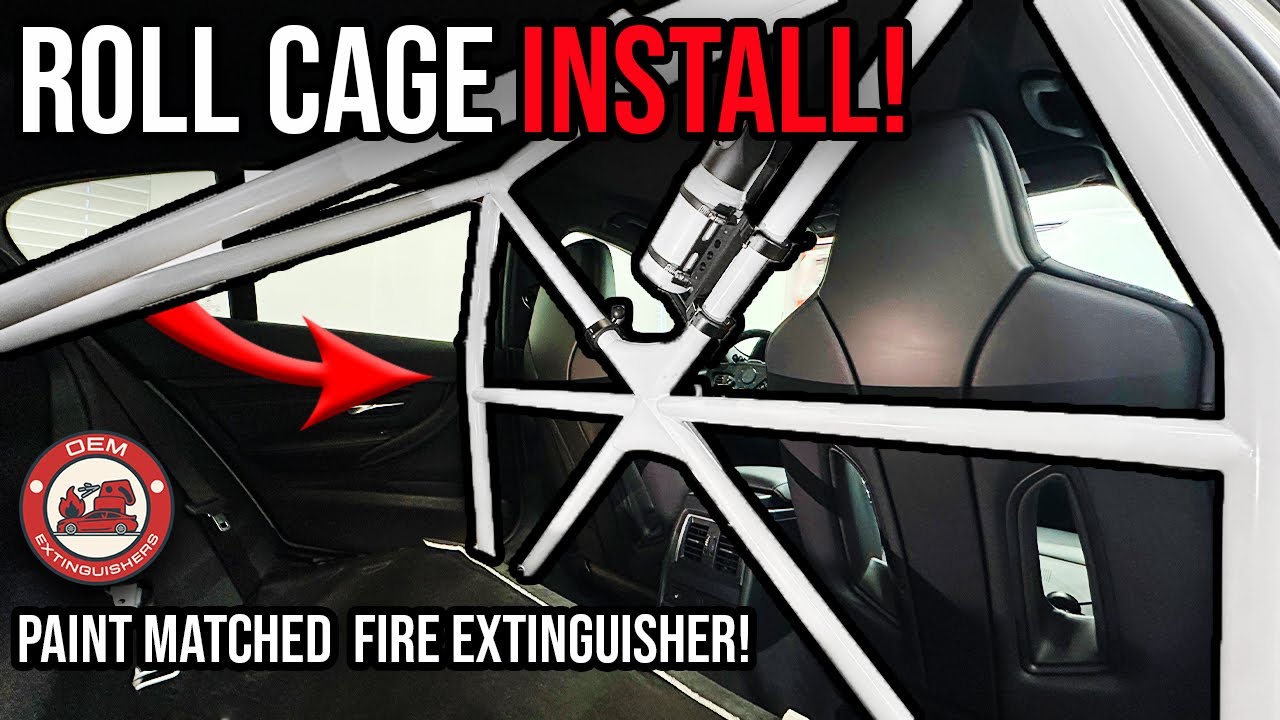 F80 M3 roll cage install | OEM Fire Extinguisher