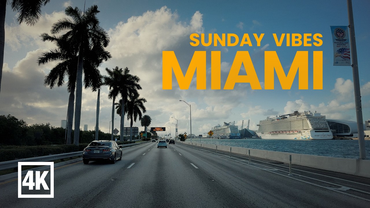 Downtown Miami to Miami Beach: The Most Relaxing Drive [4K]