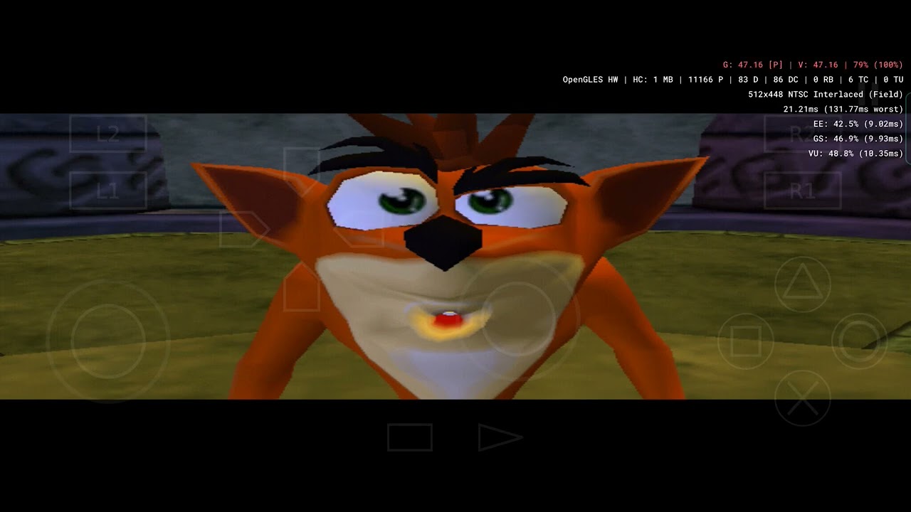 AetherSX2 (PS2 emulator) - Crash Twinsanity - Android snapdragon 720G