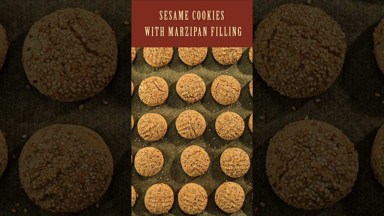 Sesame Cookies with Marzipan Filling  