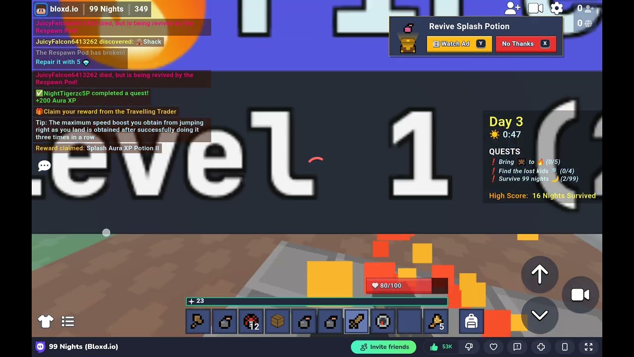 99 nights [bloxd.io] gameplay 