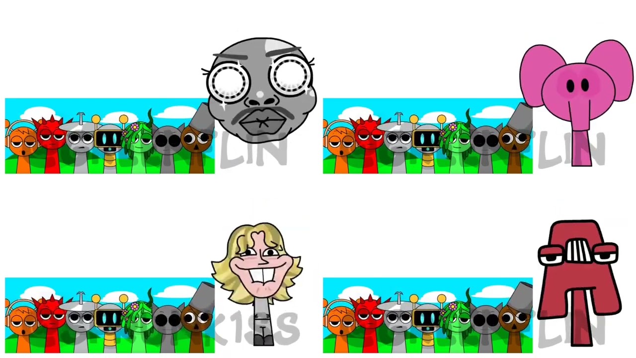 Sprunki OC 4 Parison Elly, 67 Kid, A and WISH I KNEW All Creators: @sprunk1ss @greenflin 