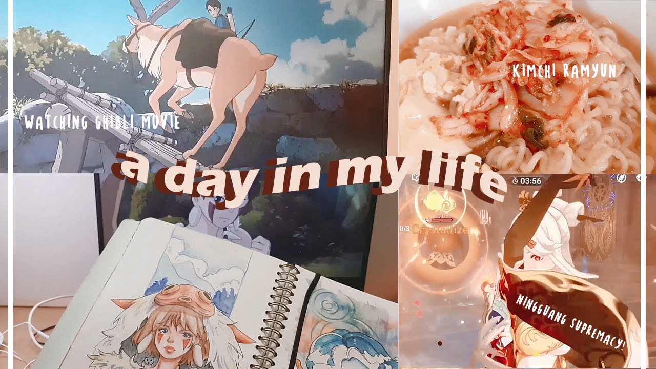 🥛 a day in my life | genshin co-op moments, watching anime, drawing