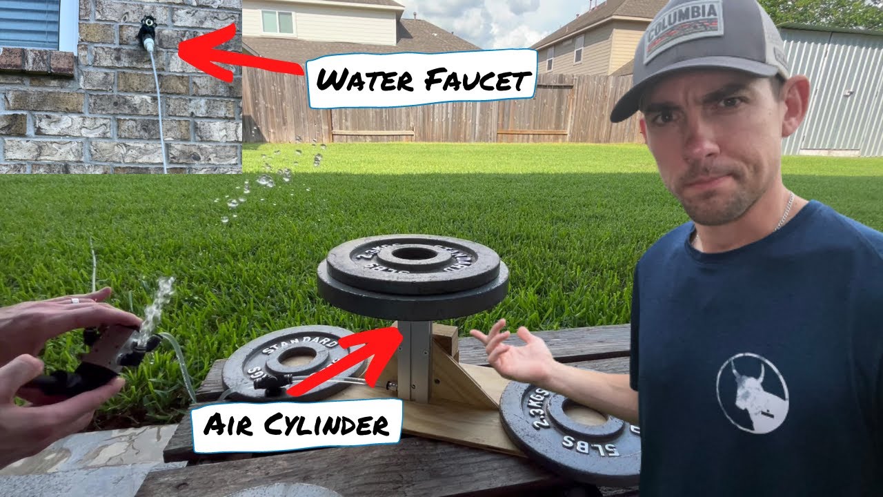 Hooking an Air Cylinder to a Water Hose | Hydraulic vs. Air Power
