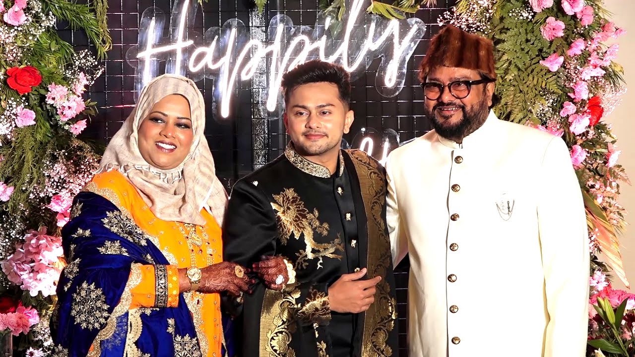 Awez Darbar With Step Mother Ayesha And Father Ismail Darbar At Gauhar Zaid Wedding Reception #GaZa