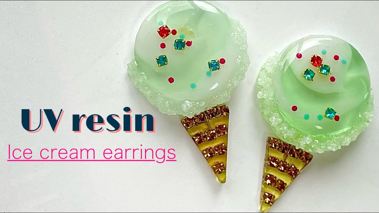 【UVレジン】はじけるポッピングシャワー風のピアスを作ろう🍨✨ UV resin-ice cream earrings