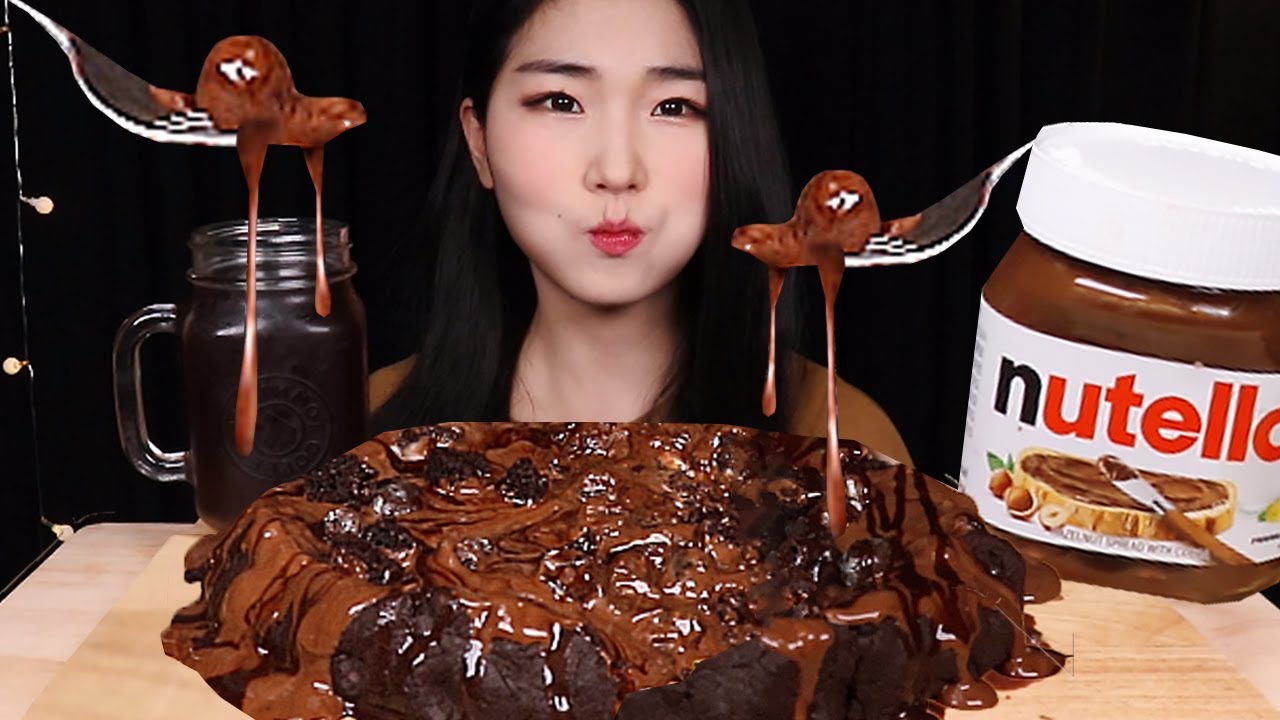 SUB)ASMR Nutella Hershey's Brownie MUKBANG CHOCOLATE PARTY 누텔라 허쉬 초콜릿 폭포 퐁당 브라우니 먹방 EATING SOUNDS