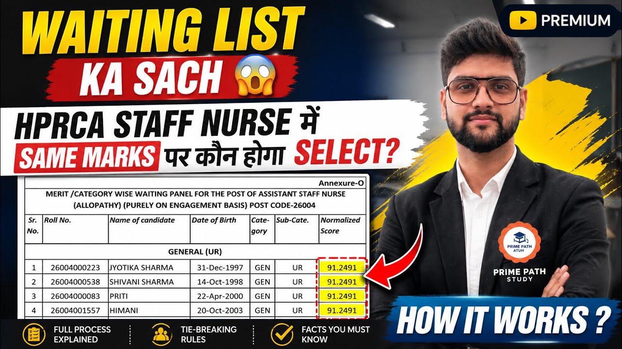 Waiting List Ka Sach 😱 | HPRCA Staff Nurse में Same Marks पर कौन होगा Select? #hpstaffnurse