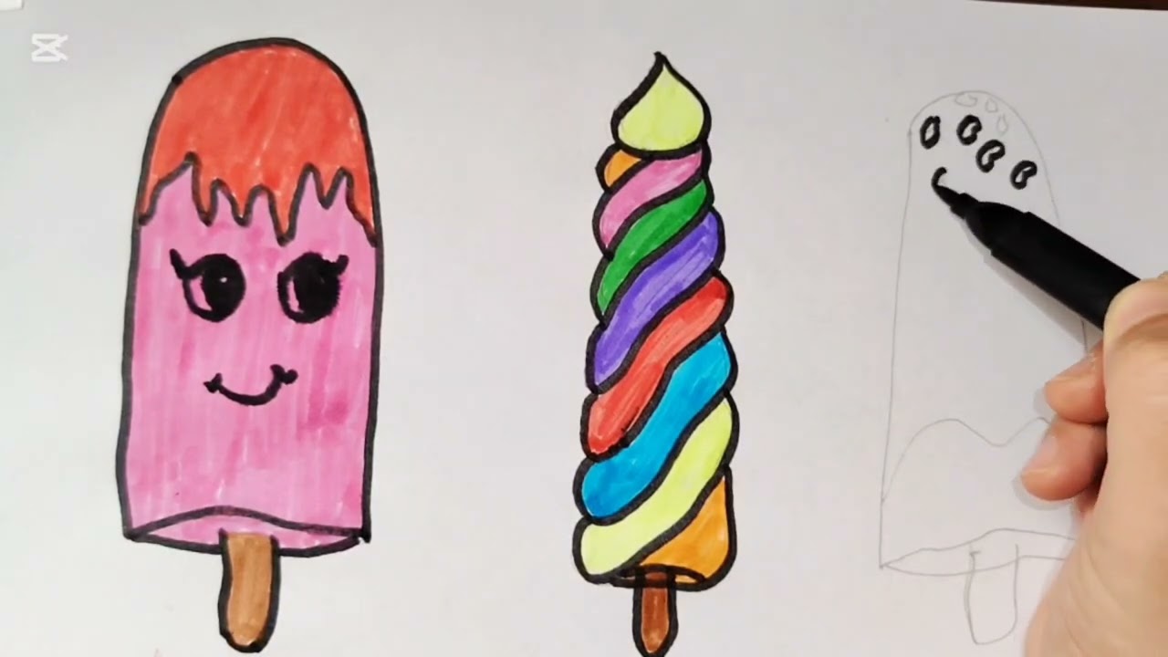 Drawing 3 Cute Ice Creams 🍦 | Colorful Marker Art