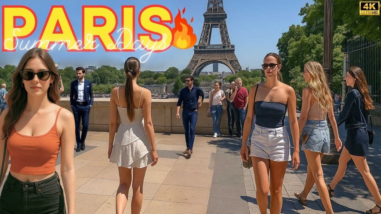 Paris, France 🇫🇷 -  4K PARIS HOT SUMMER Walk 🔥 19 JULY 2025 With Captions