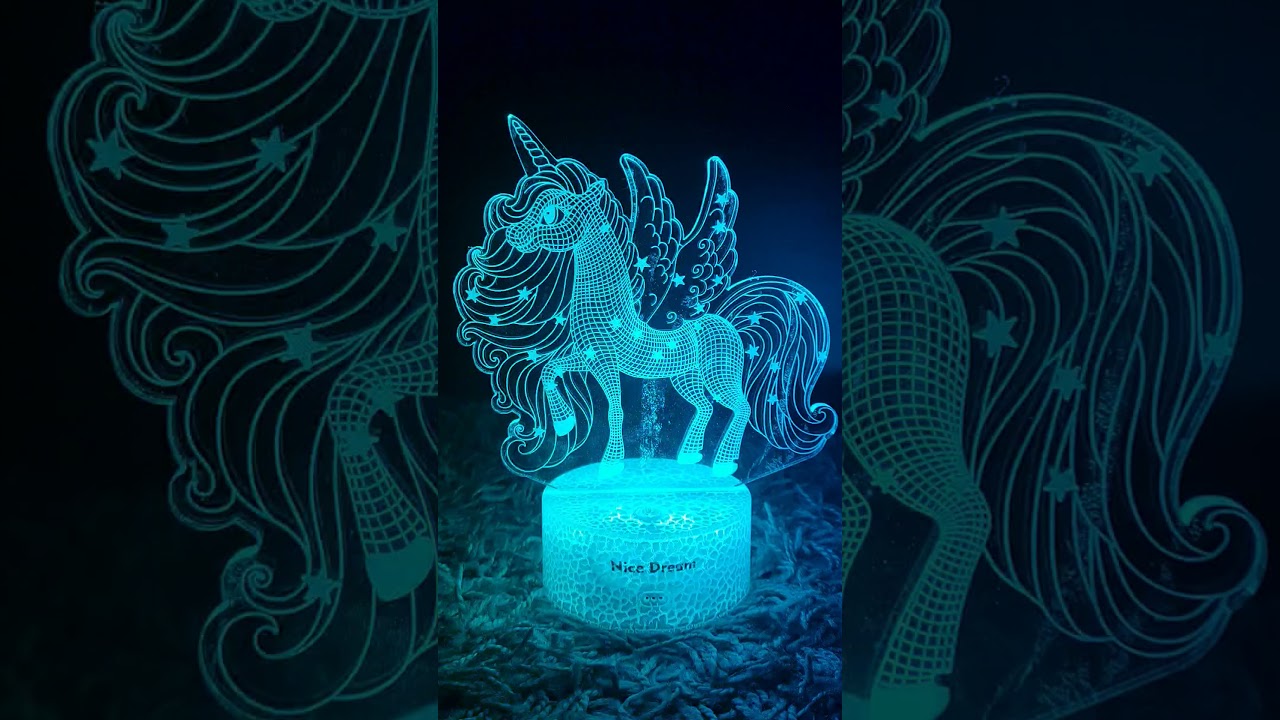 3D Optical illusion Unicorn Night Light lamp with remote review
