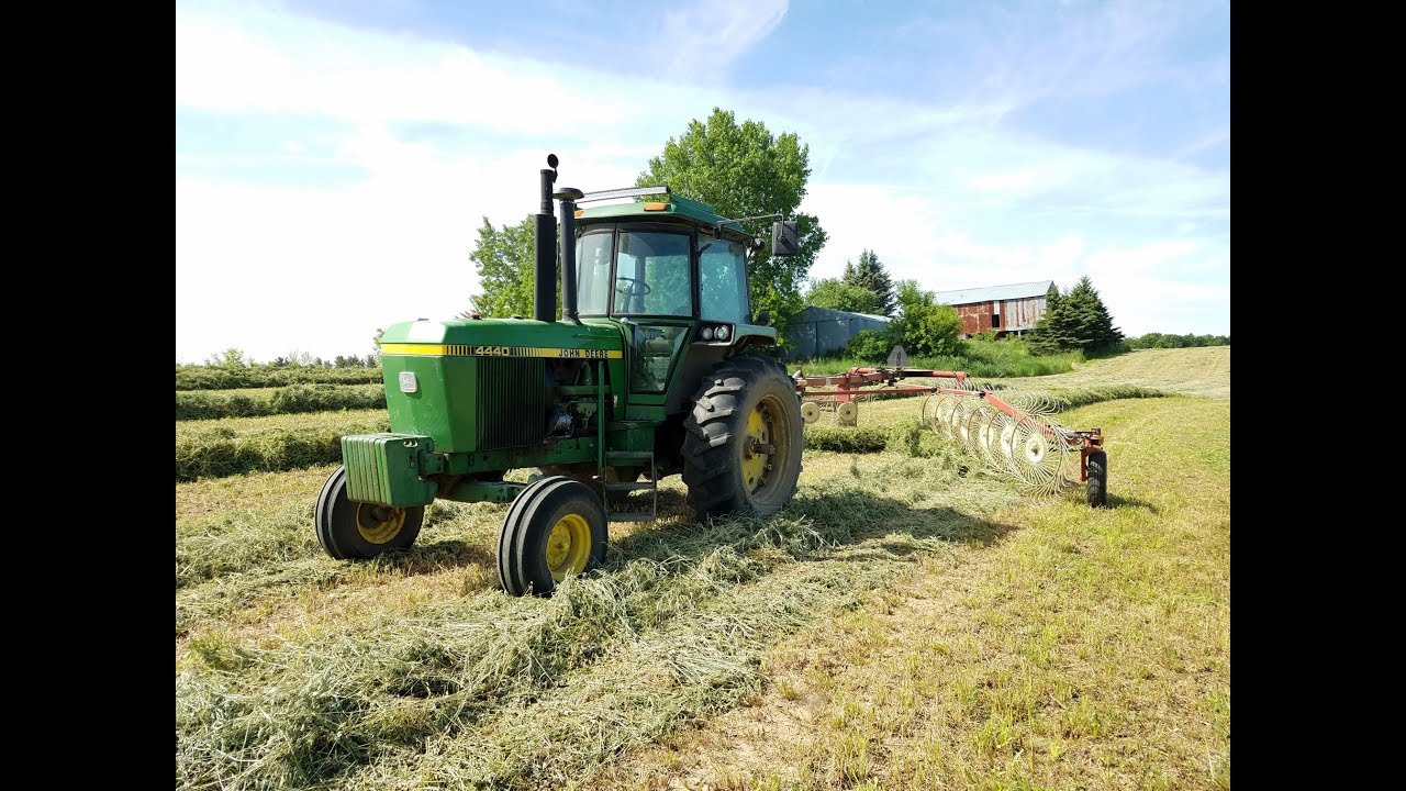 Raking Hay!  - John Deere 4440 and H&S 12 Wheel Rake