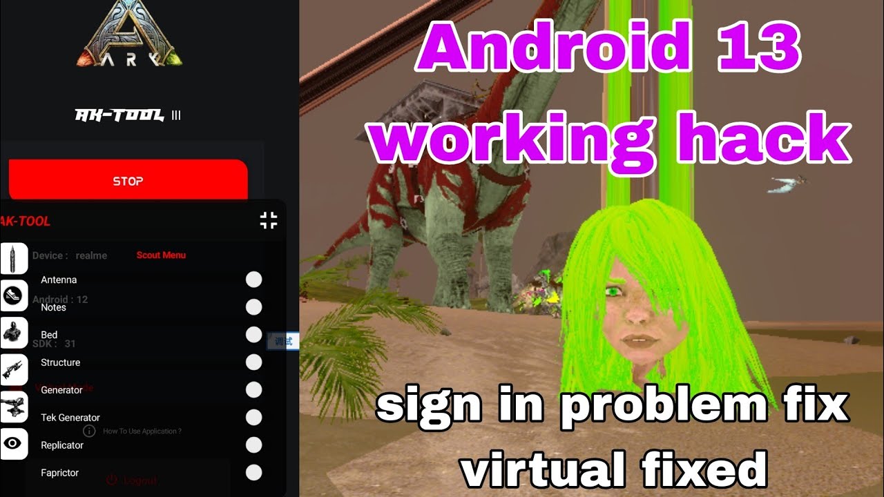 Virtual problem Fixed | Android 13 ,12 working hack | ark mobile. #arkmobileandroidhack #arkhack