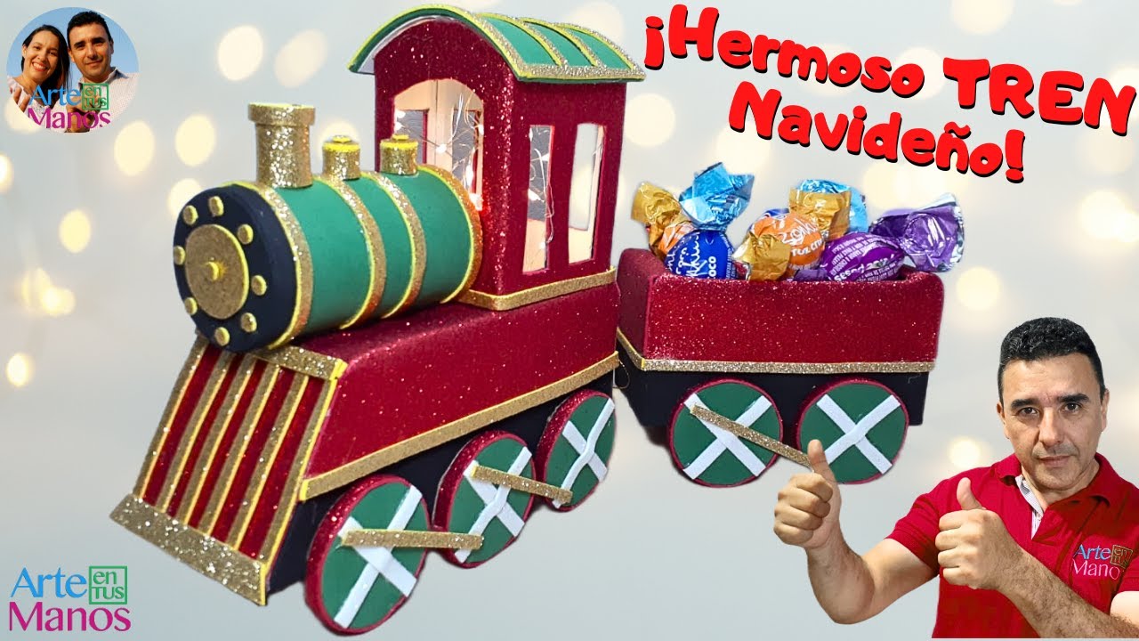 🔴Transforma cajas de leche en un hermoso TREN NAVIDEÑO, Tutorial Arte en Tus Manos