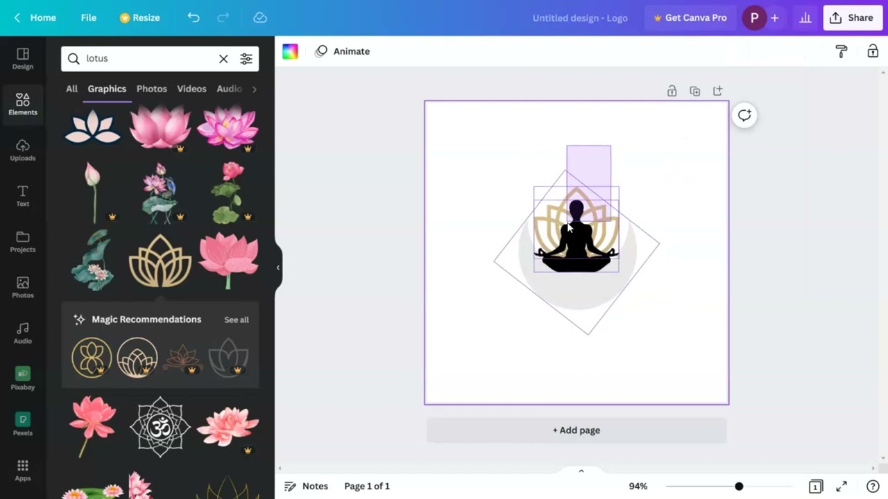 How to create a logo in Canva | How to make a yoga  and meditation logo in Canva
