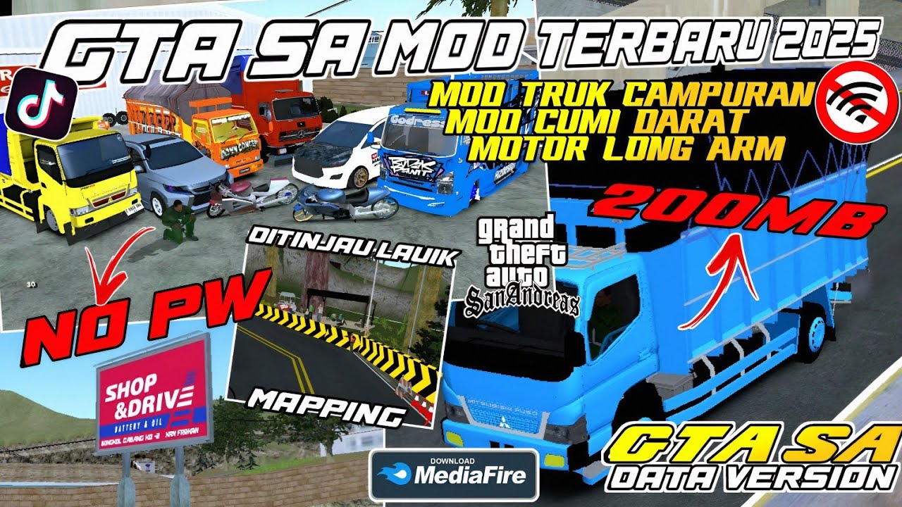 NO PW! 200MB GTA MOD TRUK, CUMI DARAT & CAMPURAN OFFLINE TERBARU 2025