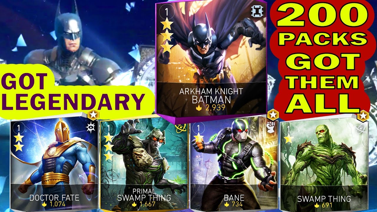 Injustice 2 Mobile 200 HERO PACK OPENING. Got all new characters, even LEGENDARY ARKHAM BATMAN.