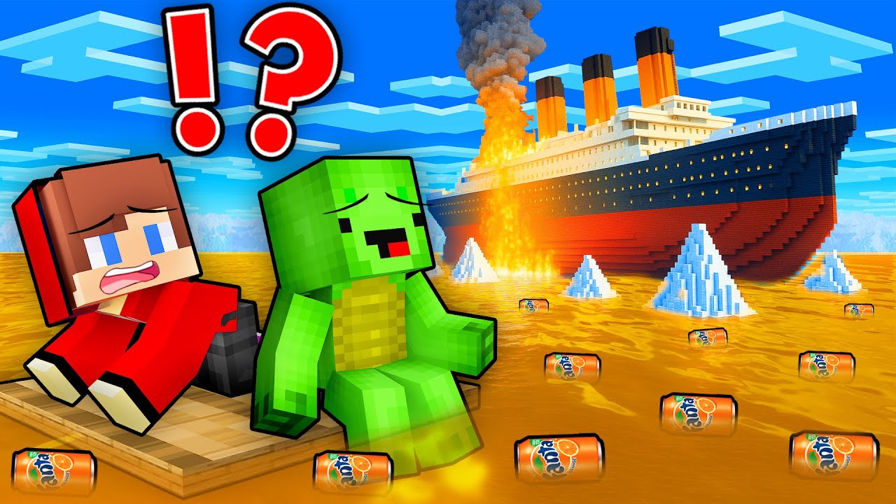 JJ and Mikey Survive 100 DAYS After Cruise Ship CRASH in FANTA in Minecraft - Maizen