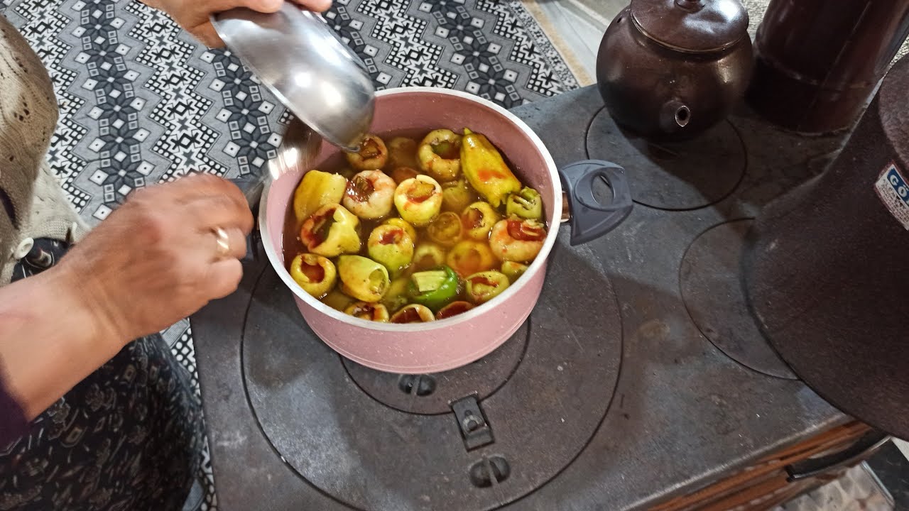 Dolma biberi tarifi kuzine soba üzerinde günlük vlog