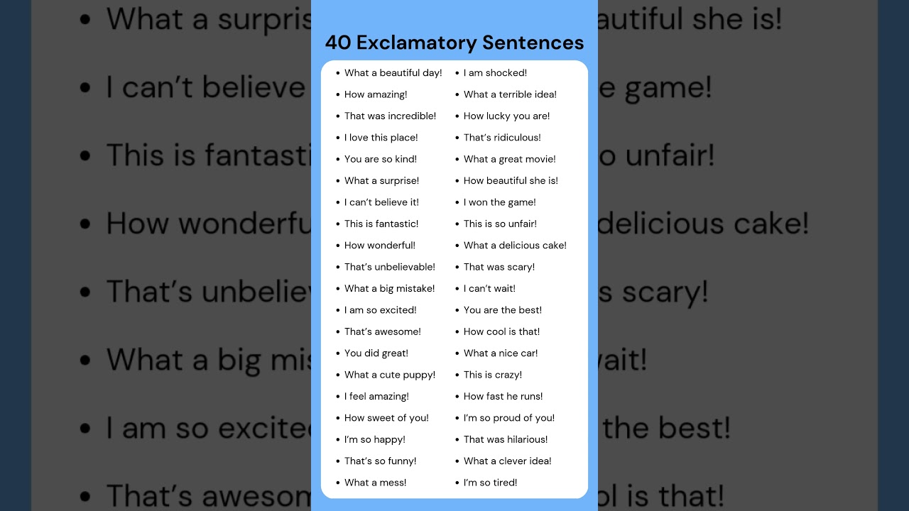 40 Exclamatory Sentences in English &ndash; Express Yourself with Strong Emotions! 🚀