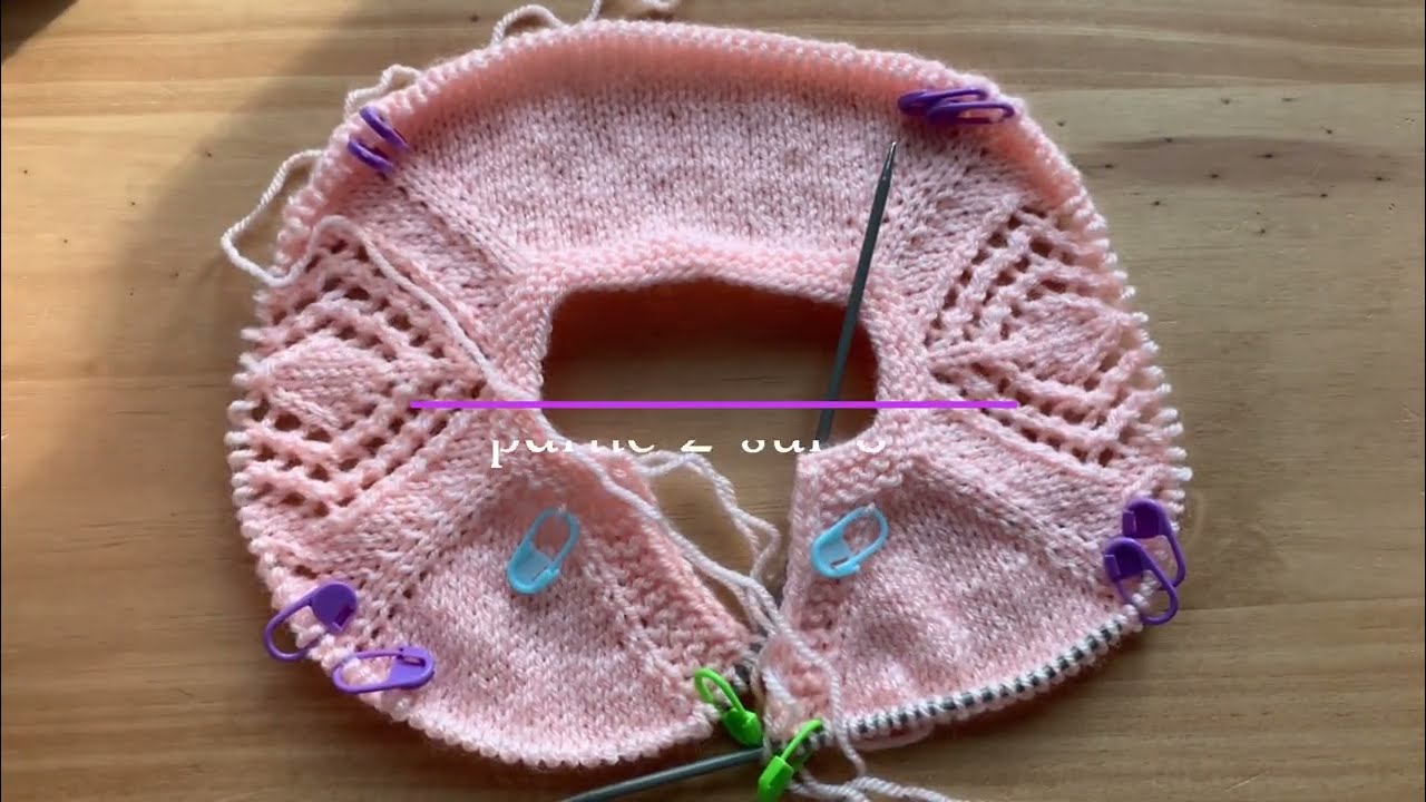 Tuto tricot bébé, brassière KIMIKO, 0/3 mois, top down, partie 2 sur 3.