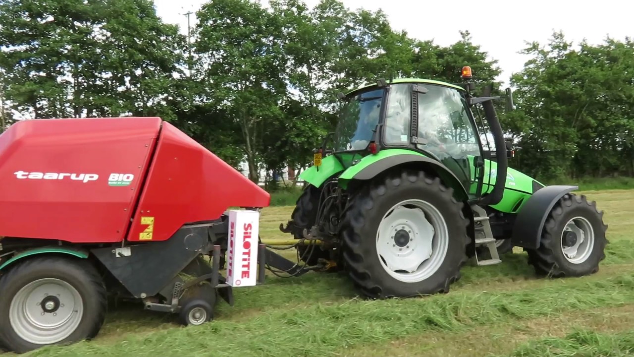 Baling with a Deutz Fahr Agrotron 110 and Taarup Bio Baler