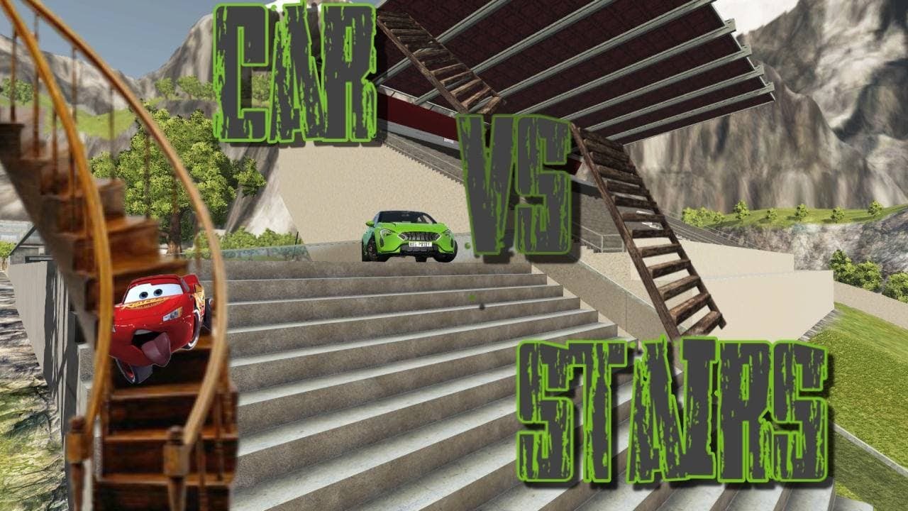 Car VS Steirs 😱😱😱...BeamNG