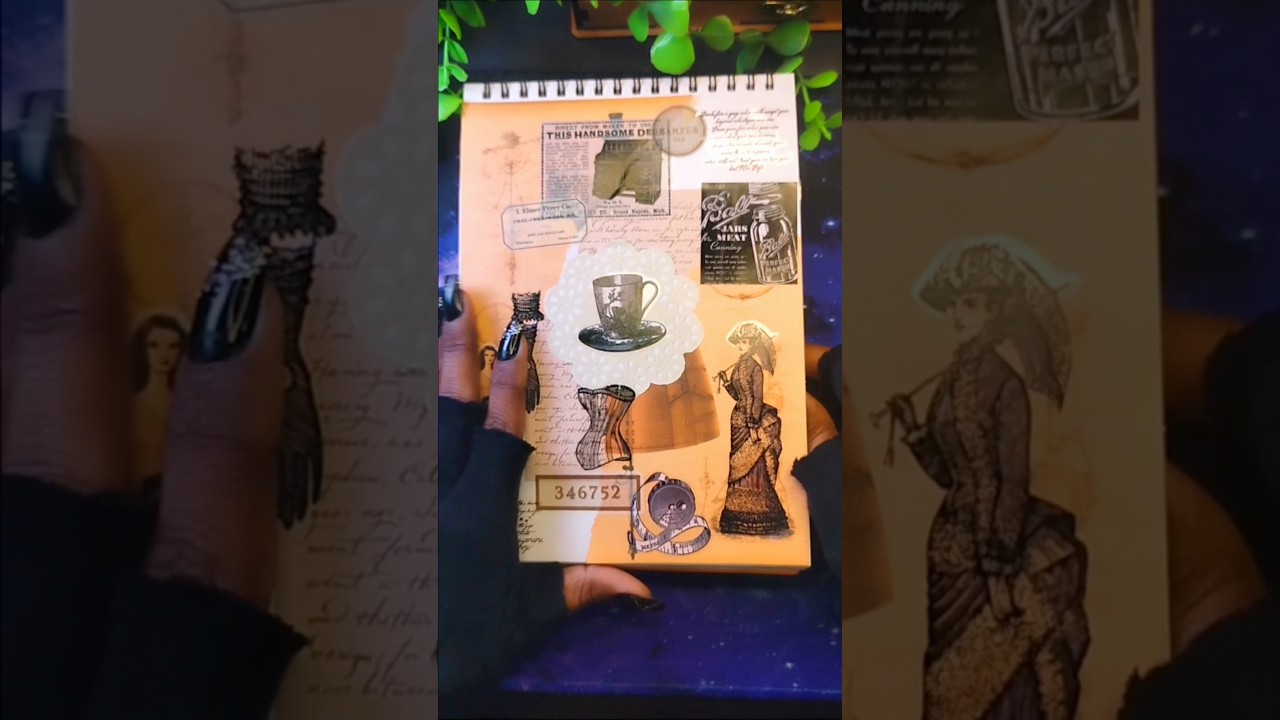 Day 16 : ASMR Aesthetic Vintage Fashion Collage Journal #asmrjournaling #shorts #collagejournal